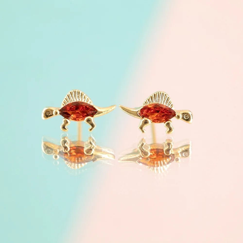 Red Dinosaur Earrings (S925) - Only 5 left! - Picture 3 of 7